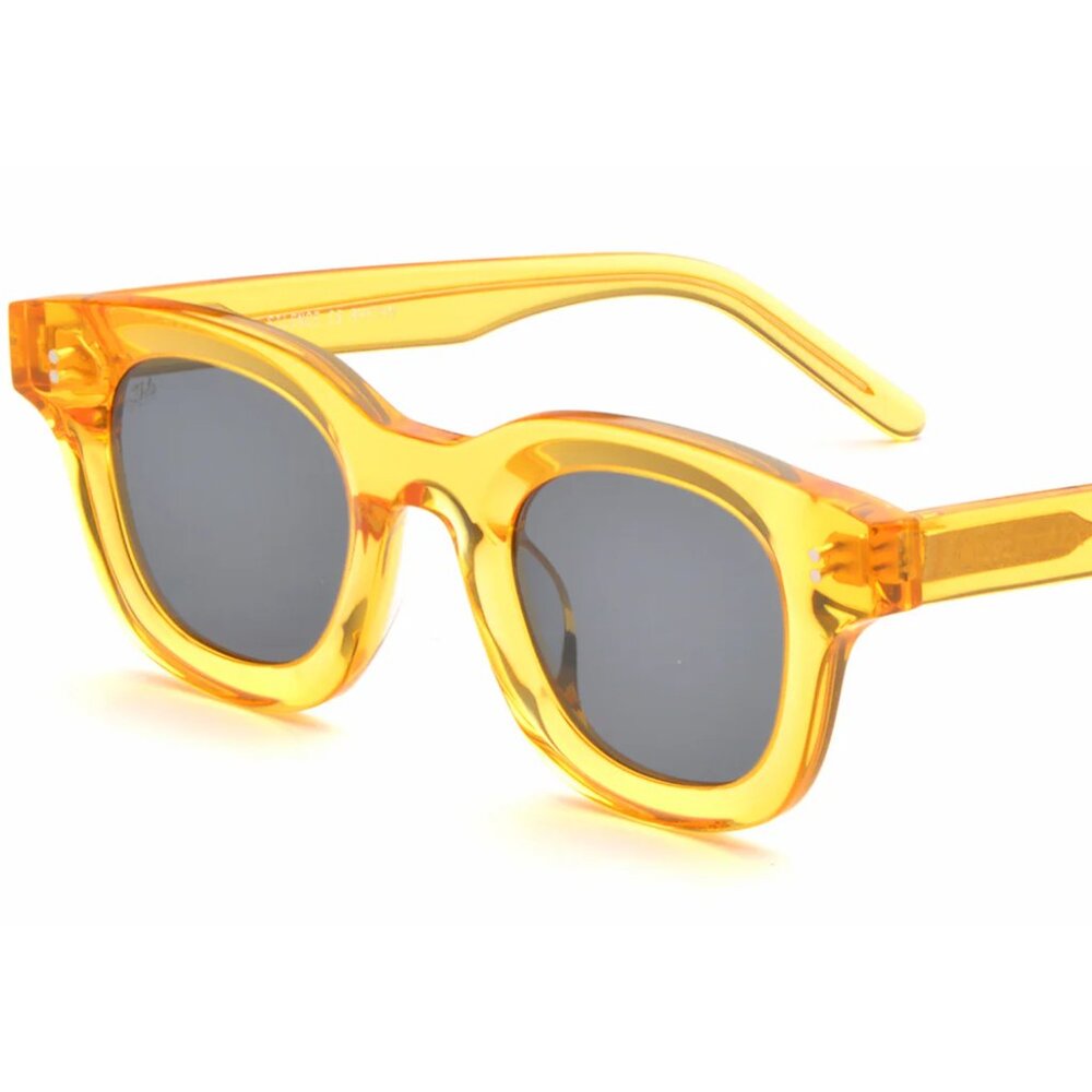 AKILA Apollo Sunglasses; Amber Orange Acetate Frames, Black Lenses